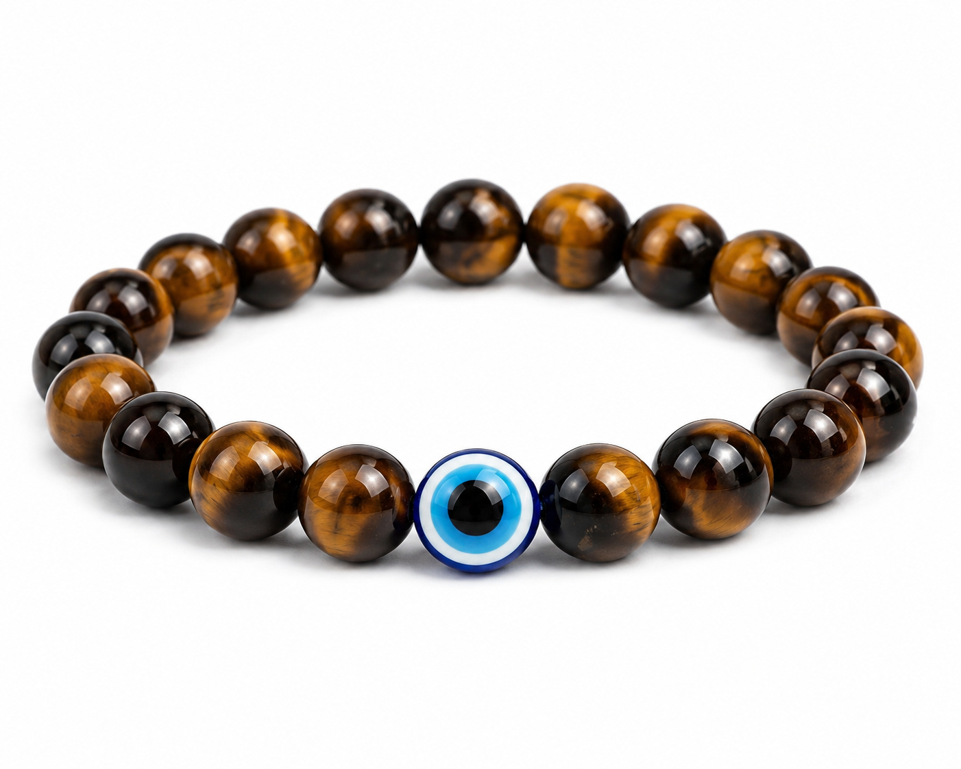 Tiger Eye Evil Eye Bracelet | 8mm Natural Stone Protection Bracelet