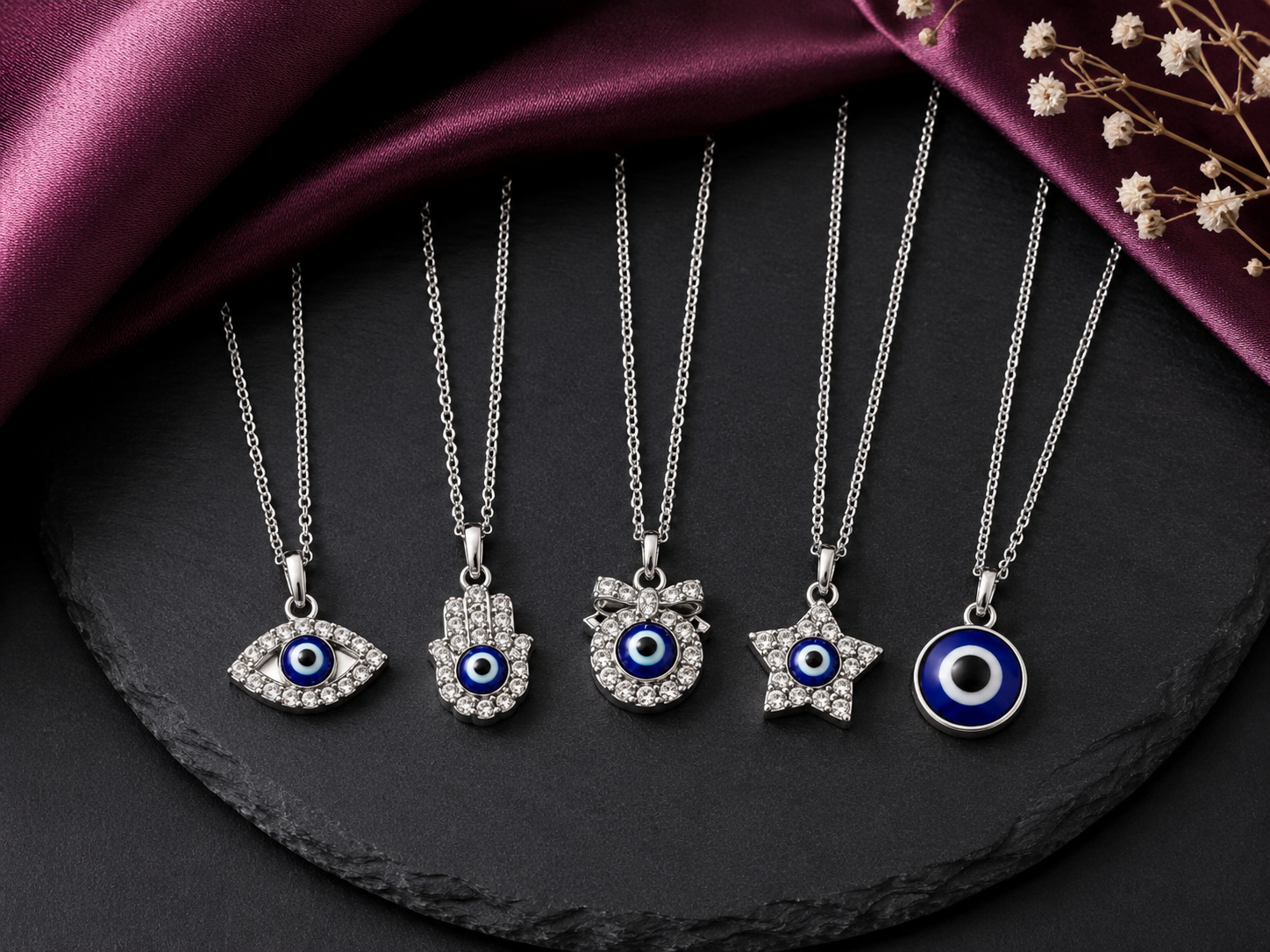 Premium Evil Eye Pendant Necklace Collection | Crystal Protection Necklace for Women