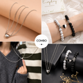 Heart Necklace & Couple Bracelet Combo Set | Matching Jewelry Gift for Couples